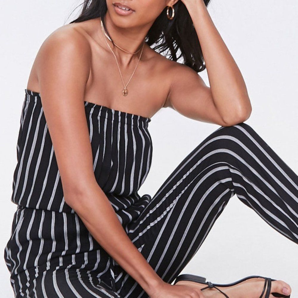 NEW Forever 21 Striped Tube Jumpsuit NWOT - Picture 4 of 4